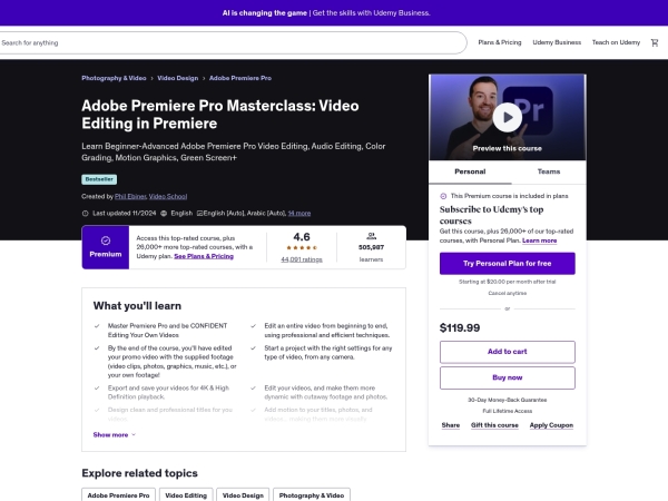 Adobe Premiere Pro CC: Beginner's Video Editing thumbnail