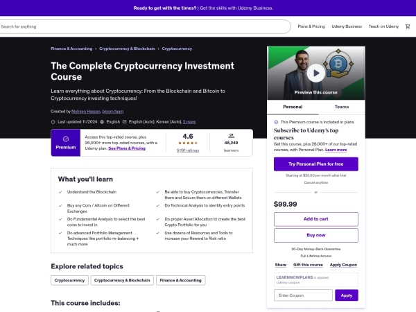 The Complete Cryptocurrency Investment Course thumbnail
