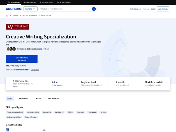 Creative Writing Specialization thumbnail