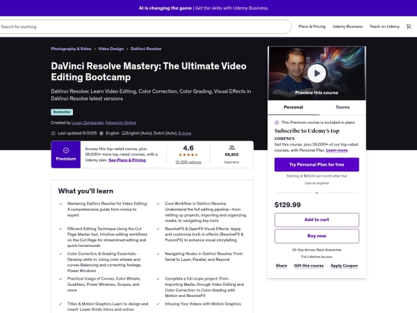 Complete Video Editing Course with DaVinci Resolve thumbnail