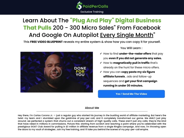 Pay Per Call Coaching Program screenshot
